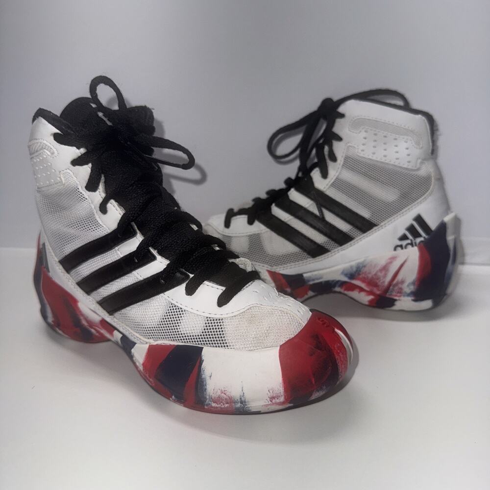 Adidas John Smith Elite Size 2 Internationals Wrestling Shoes and Guards vintage